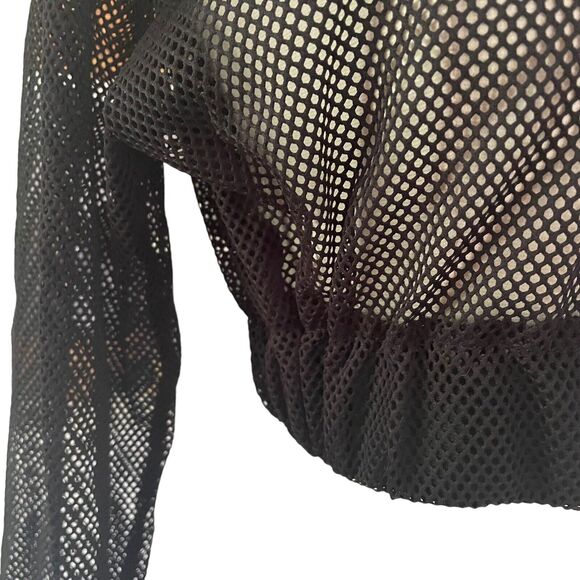 BSBW for LF Reworked NEW $132 Mesh Cropped Black Hoodie Sz S Streetwear Grommets - Picture 4 of 9